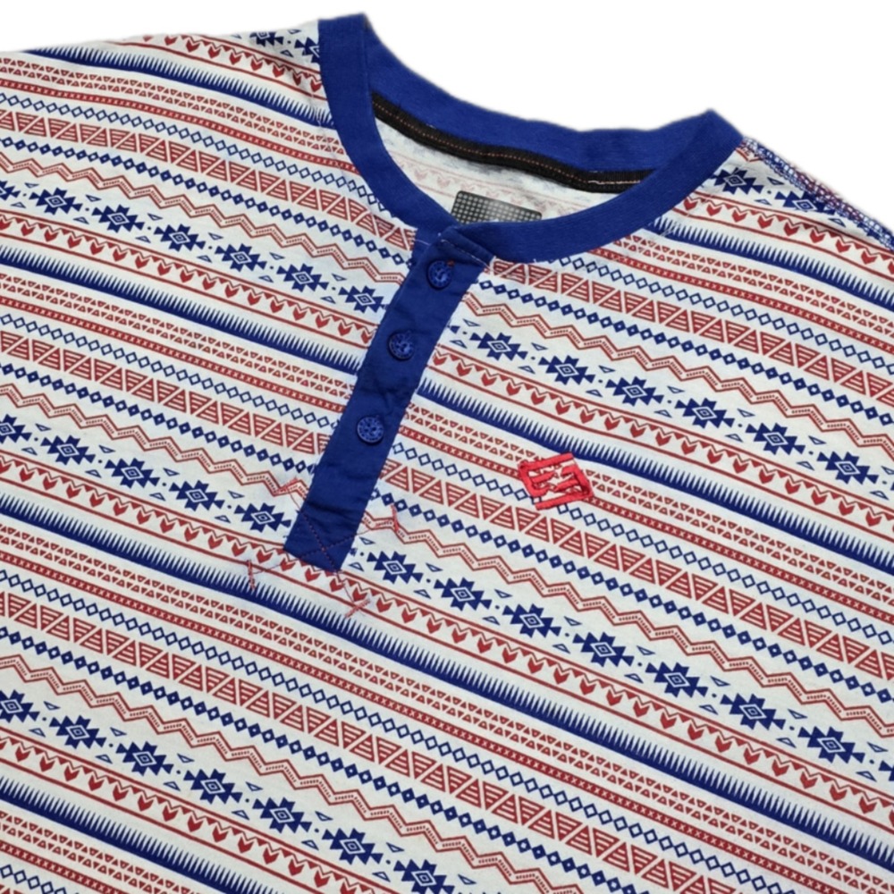 Enyce Sean Combs‎ Aztec All Over Print Henley T-Shirt Mens 5XL Y2K Hip Hop